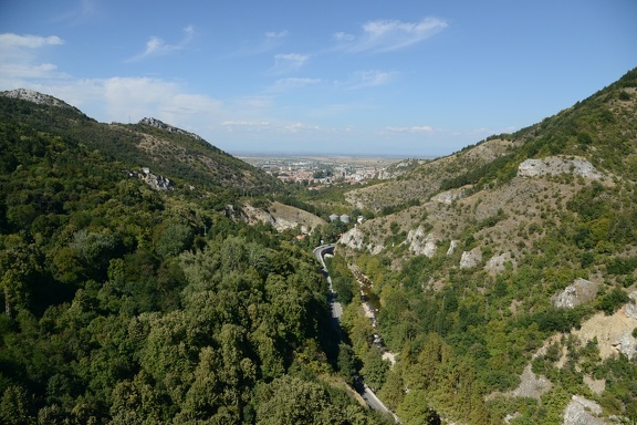 View toward down where valley opens into valley